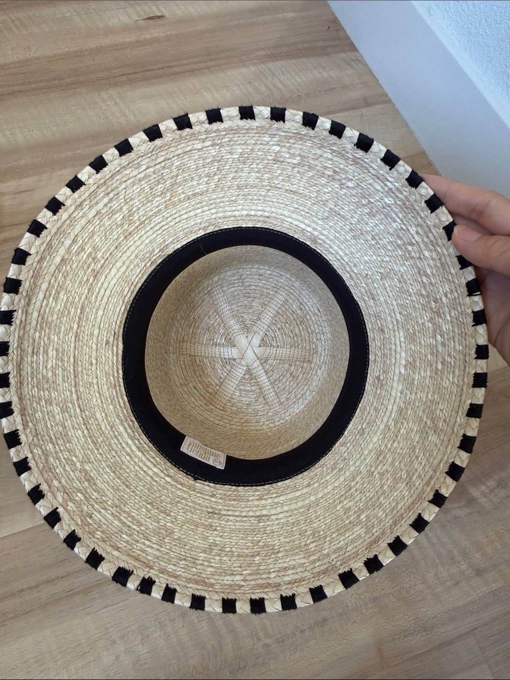 Sunshine Tienda Palm Straw Bucket Hat with Black Trim - Women’s Summer Hat - Picture 4 of 4